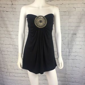 SKY Medallion Strapless Mini Dress. Strapless. S
